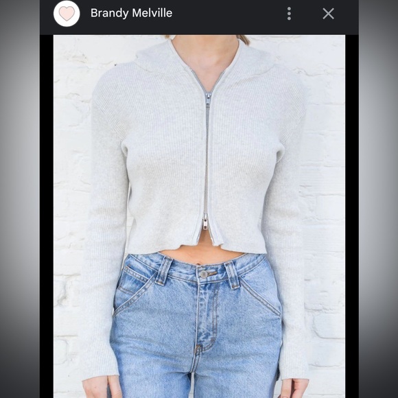 Brandy Melville ARDEN CROP HOODIE in grey - Picture 4 of 9